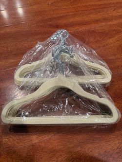 Amazon Basics Kids Space Saving Velvet Non-Slip Clothes Hangers with Shoulder Notches, Sturdy Construction for Closet Organization, 11.6", Beige, 20-P