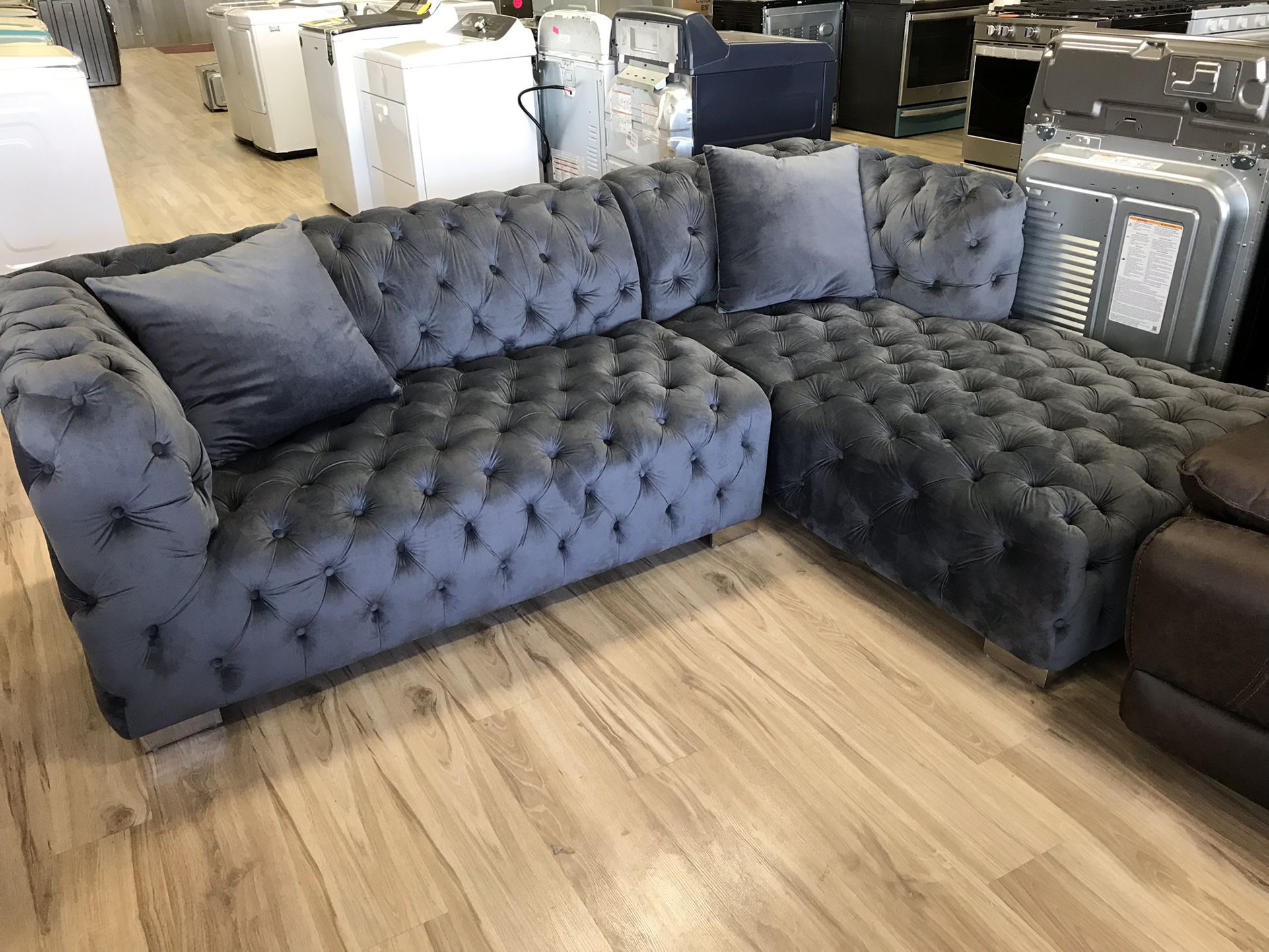 Grey Tufted Sectional