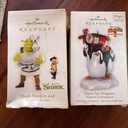 Shrek And Madagascar Penguin Ornaments