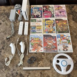 Nintendo Wii Bundle w/ 9 Games + 2 Wiimote Controllers