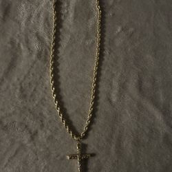 Gold Roll Necklace, With Cross