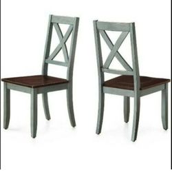 Set Of 2 Maddox Crossing Kitchen Dark Seafoam Finish Seat