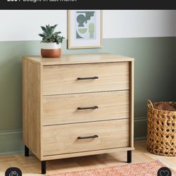 Mixed Material Wood and Metal 3 Drawer Dresser Natural Wood - Room Essentials™