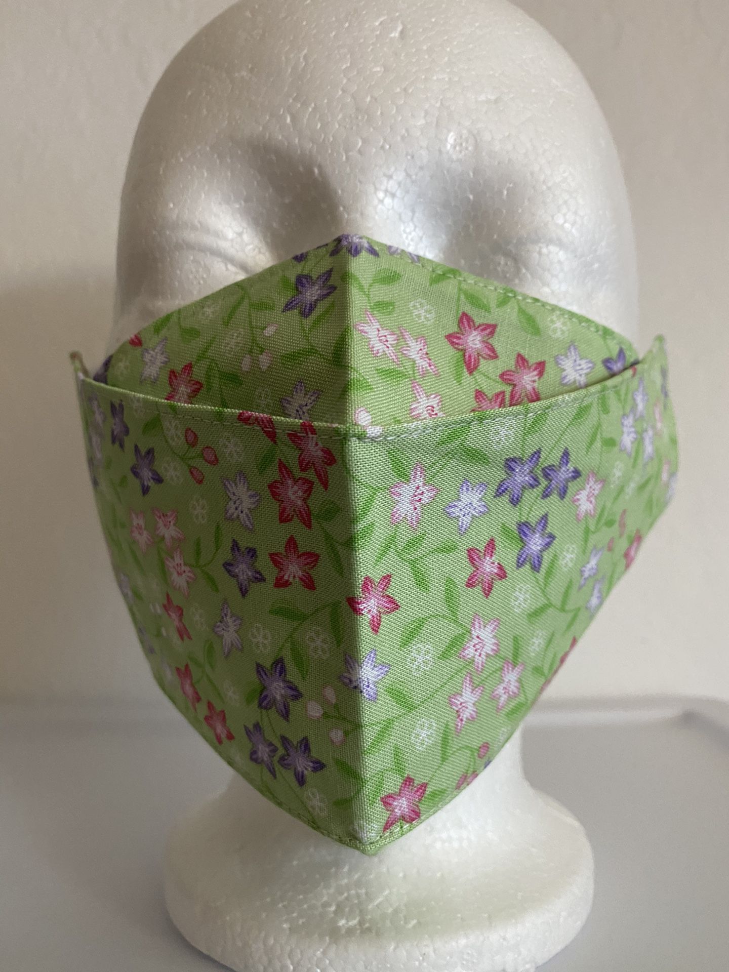 3D Face Mask Adults (Floral Green)-F40