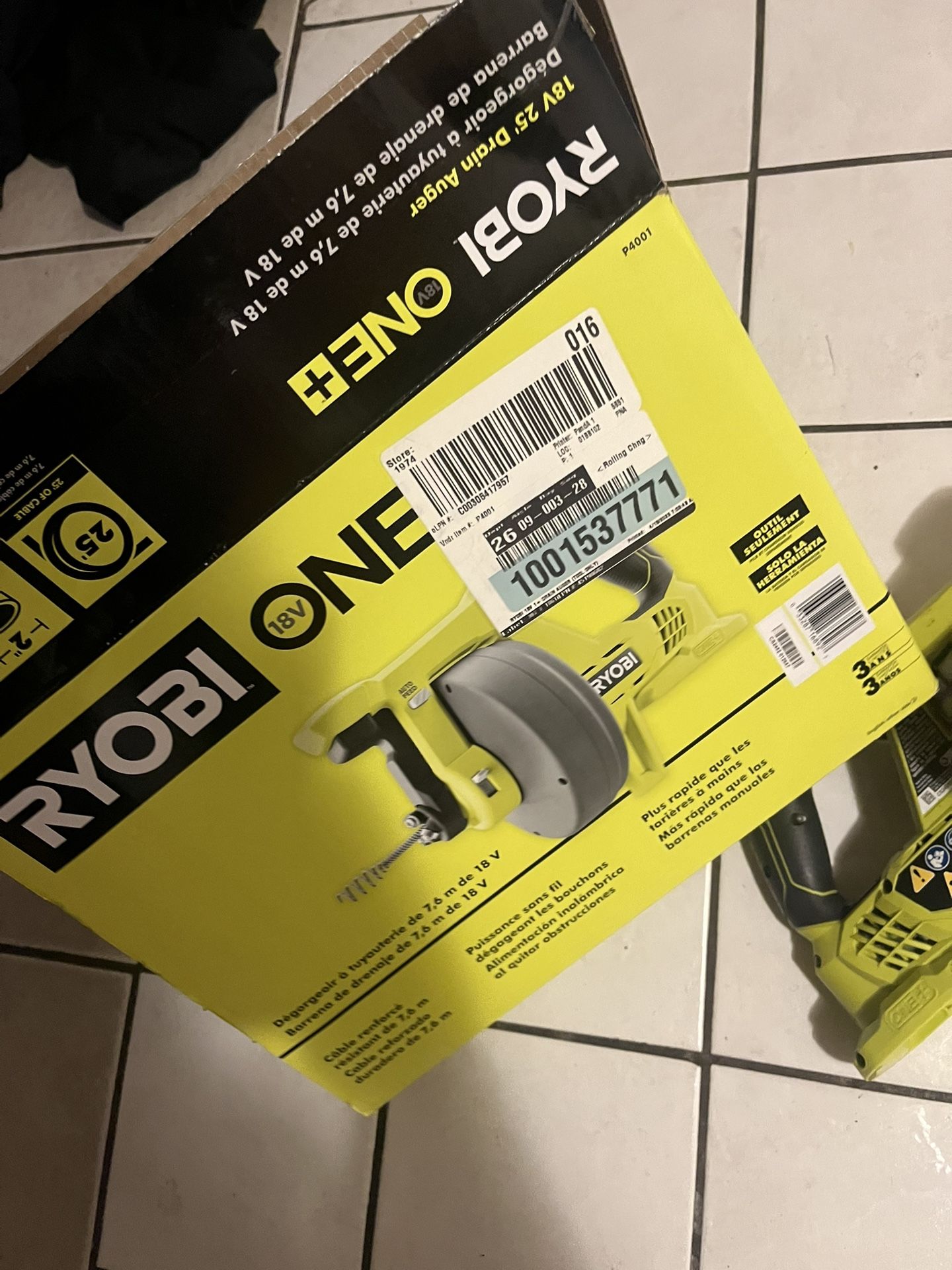 One Ryobi drain Auger Used once