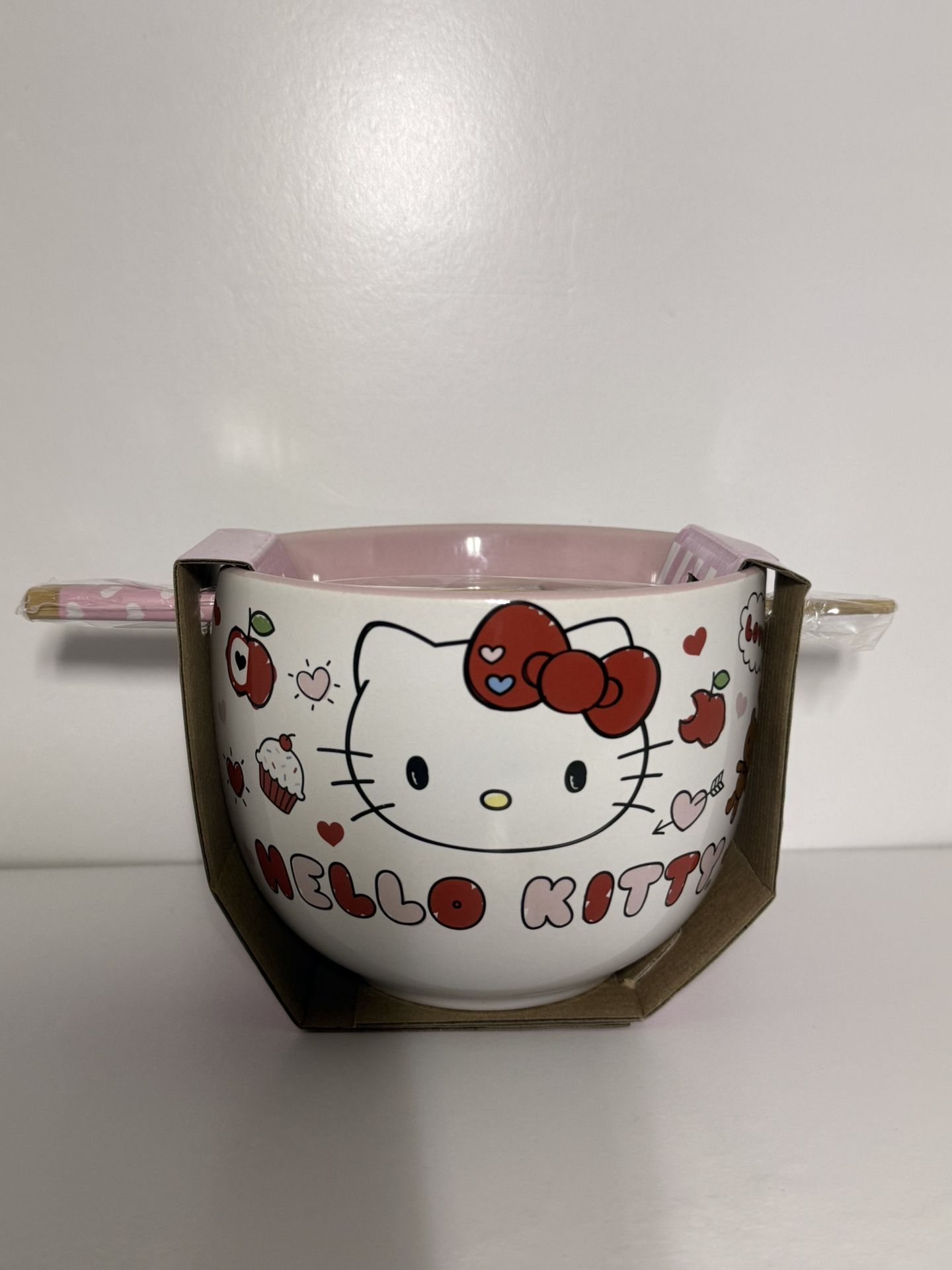Hello Kitty Ceramic Ramen Noodles Bowl 20oz with Chopsticks