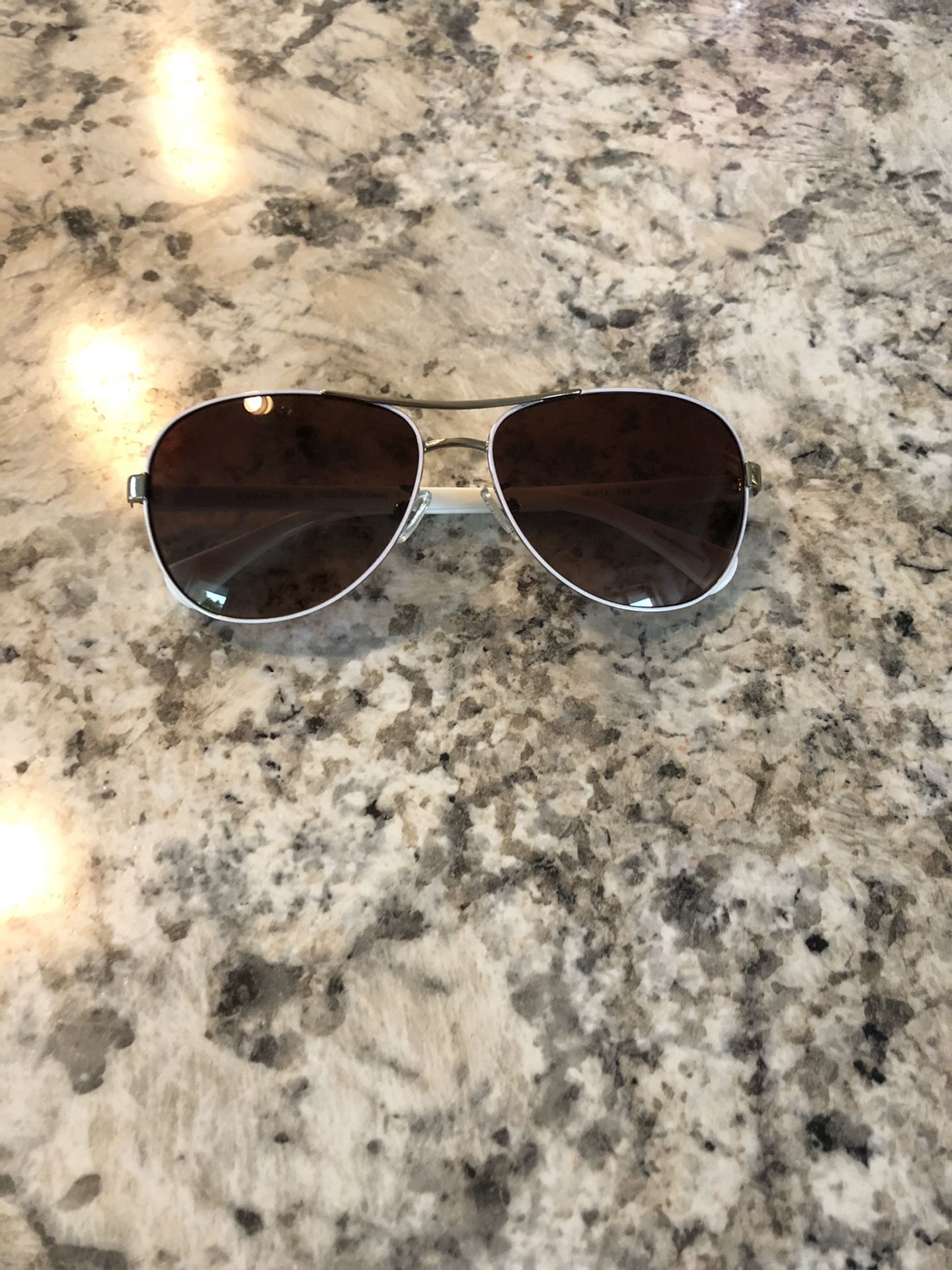 Aviator Style Coach Sunglasses - White Frames