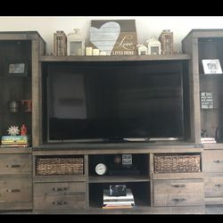 Beautiful and Unique Wall Unit + 2 End Tables 