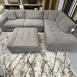 Grey Sectional With Ottoman 