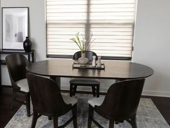 Modern Oval Dining Table + 4 curved Back chairs(Espresso) - 5 piece set