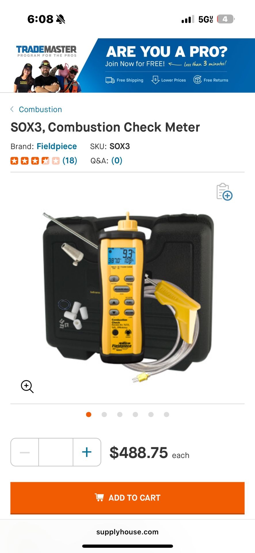 FieldPiece Sox3 Combustion Check Meter