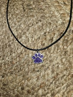 Necklace With Purple Glitter Dog Cat Paw Pink Red Blue Green Yellow Paws