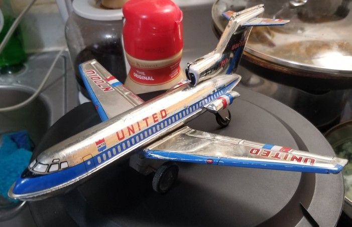 Antique United Tin Toy  Friction Airplane