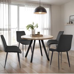 Set Of 4 - Black PU Leather Dining Chair with Black Metal Legs [NEW] [CHAIRS ONLY / TABLE NOT INCLUDED] 