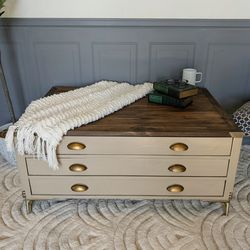 Designer Refinished Coffee Table w/ Storage Drawers