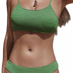 CUPSHE Women's Bikini Swimsuit Ruched Thong Two Piece Bathing Suit