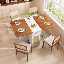 51-inch convertible dining table with drawers and power outlets, chairs not included