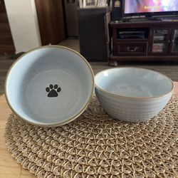 Set Of 2 Porcelain Pet Dishes