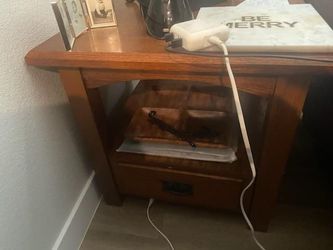 Solid Wood End Table with Drawer & Shelf