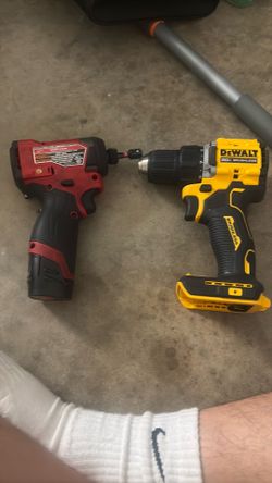 Milwaukee M12 Impact Driver + DeWalt 20V MAX Brushless Drill (Tool Only)