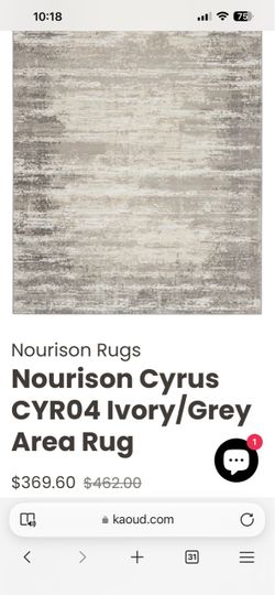 Ivory Gray Area Rug 5.3”x7.3” Made In Turkey