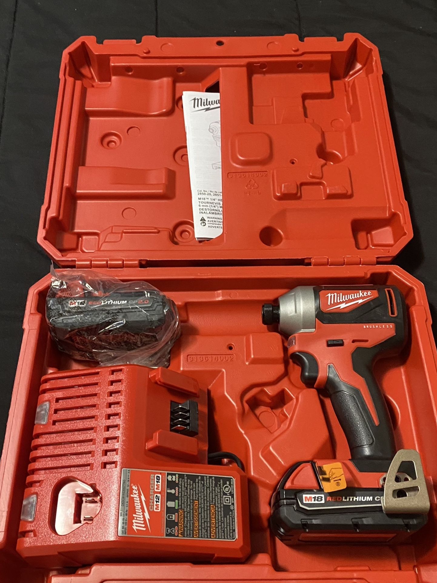 Milwaukee M18 impact driver kit with batteries charger and hardcase