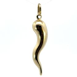 Men’s Woman’s 14k Yellow Gold Italian Horn Cornicello Pendant 1.5” Inch For Necklace GP3126139