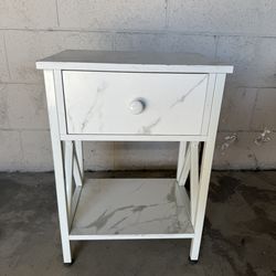 White Nightstand side table end table with drawer