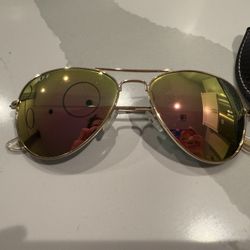 Great Condition Diff Cruz Sunglasses Aviators Gold Pink Mirror Sunglasses 