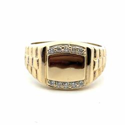 Men’s 14k Yellow Gold White Stone Rolex Link Ring Size 13 GP3134177