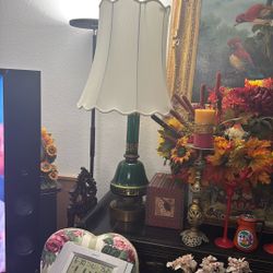 Antique Green Glass Lamp 