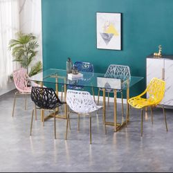 Big Glass Dining Table Set for 6