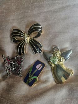 Vintage Bow, Angel and Butterfly Hair Clip And Tulip Pin