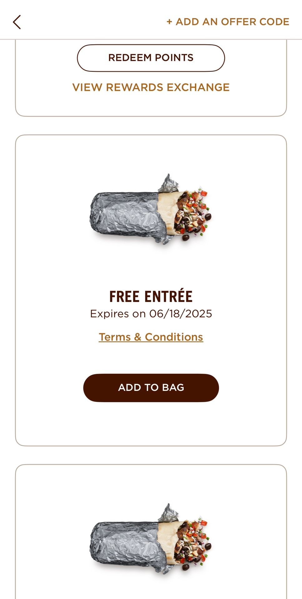 Chipotle Free Entree Coupon Code