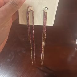 Long Rose pink And Gold Hair Ring