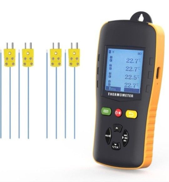 Tzone Thermocouple Thermometer Data Logger for K/T/J Type Probe,4 Channels Handheld USB Temperature Recorder with Sound Alarm,Calibration