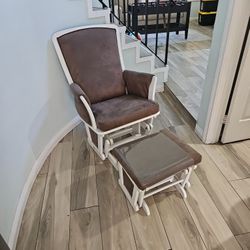 Brown And White Rocking Chair