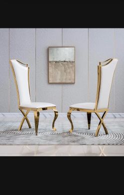 Chair faux leather gold base new