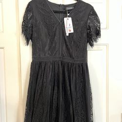 Black Lace New With Tags Prom Wedding Bridesmaids Dress Gown Dance Formal 