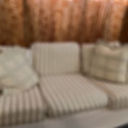 3 Seater Sofa Sleeper Yellow & Beige Stripes