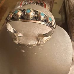 16 Grams Sterling Silver Turquoise Bangle 