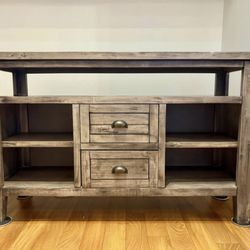Washed Gray Rustic Media Console
