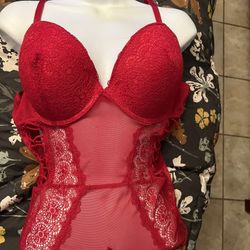 Red Lace Lingerie Bodysuit ♥️💋