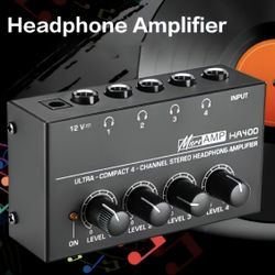 HA400 4-Channel Headphone Amplifier, a 4-Way Stereo Mixer for Studio And Music Mixing. Power Adapter Is Not Provided