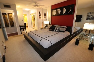 King Faux Leather Platform Bed Frame