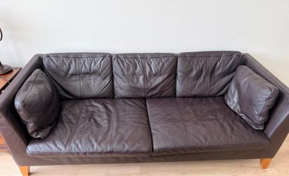 IKEA brown leather couch