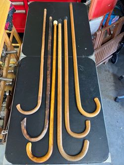 Lot of 5 Vintage Wooden Walking Canes