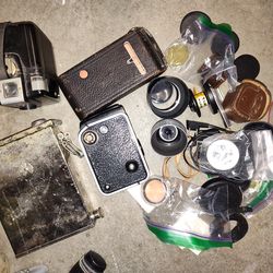 Vintage cameras and lens assortment