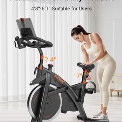 FITNESS Exercise Bike, Stationary Bikes for Home, 300 LBS Capacity, Workout Bike with Silent Belt Drive, Indoor Cycling Bike with Extra Comfort Seat/T