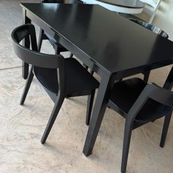 Black Wooden Dining Table And 4 Chairs 